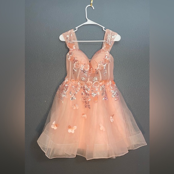 Pink corset homecoming dress- custom made- size 6 - Picture 1 of 2